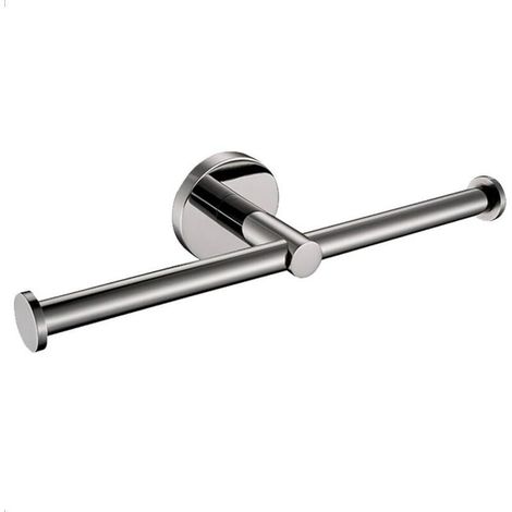 Double Porte Papier Toilette Chromé Support Rouleau Papier Hygiénique Fixation Murale Dérouleur Papier Wc Argenté Moderne 2 En 1 En Acier Inoxydable Pour Salle De Bain