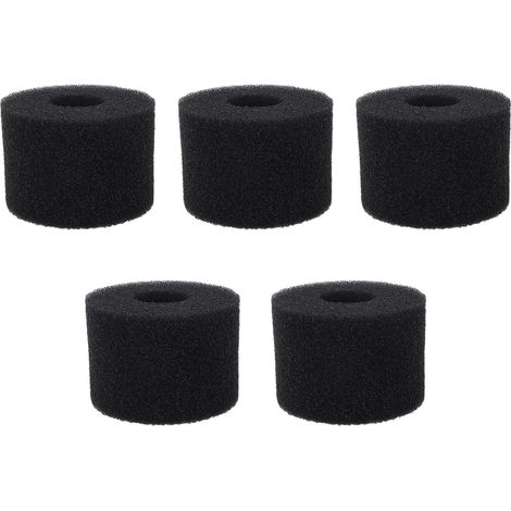 5 Pièces Filtre Piscine Mousse Pu Noire Réutilisable Lavable Cylindrique Éponge Filtration Pour Pompe