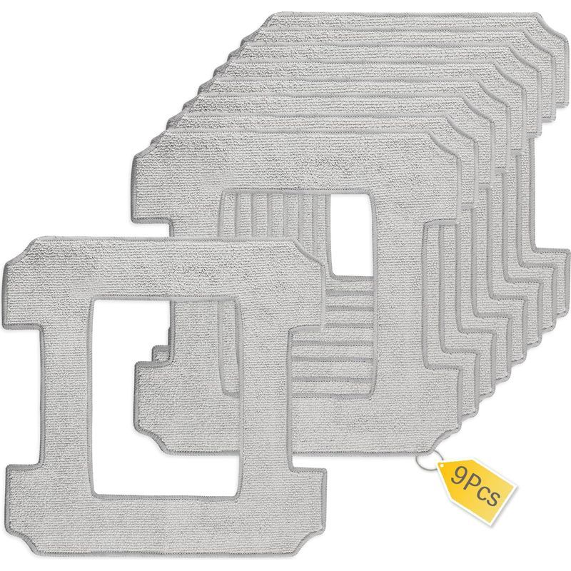Lot De 9 Tampons De Rechange En Microfibre Pour Serpillière — (chiffons De Nettoyage Lavables, Conçus Pour Les Robots Laveurs De Vitres Nettoie Efficacement Le Verre Et Élimine Les Taches)