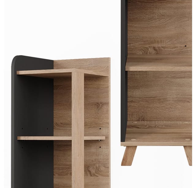 Vicco - Badregal Karen, Sonoma/anthrazit, 30 X 128 Cm Mit 4 Fächern