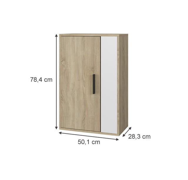 Hängeschrank Berno, Sonoma/weiß, 50.1 X 78.4 Cm Mit 2 Fächern Vicco
