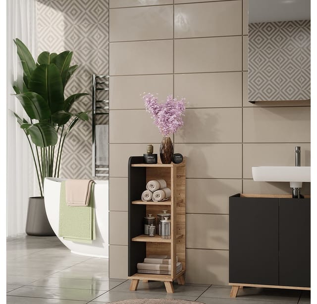 Vicco - Midischrank Karen, Sonoma/anthrazit, 30 X 90 Cm Mit 4 Ablagen