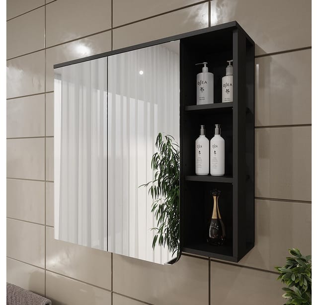 Vicco - Spiegelschrank Karen, Anthrazit/weiß, 80 X 75 Cm
