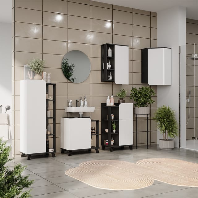 Vicco - Badmöbel-set Karen, Anthrazit/weiß, 5 Teile