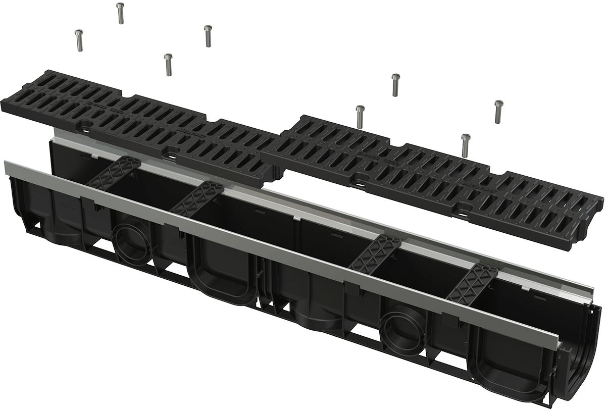 Alcadrain Avz103-r403 Entwässerungsrinne 100 Mm Mit Metallrand