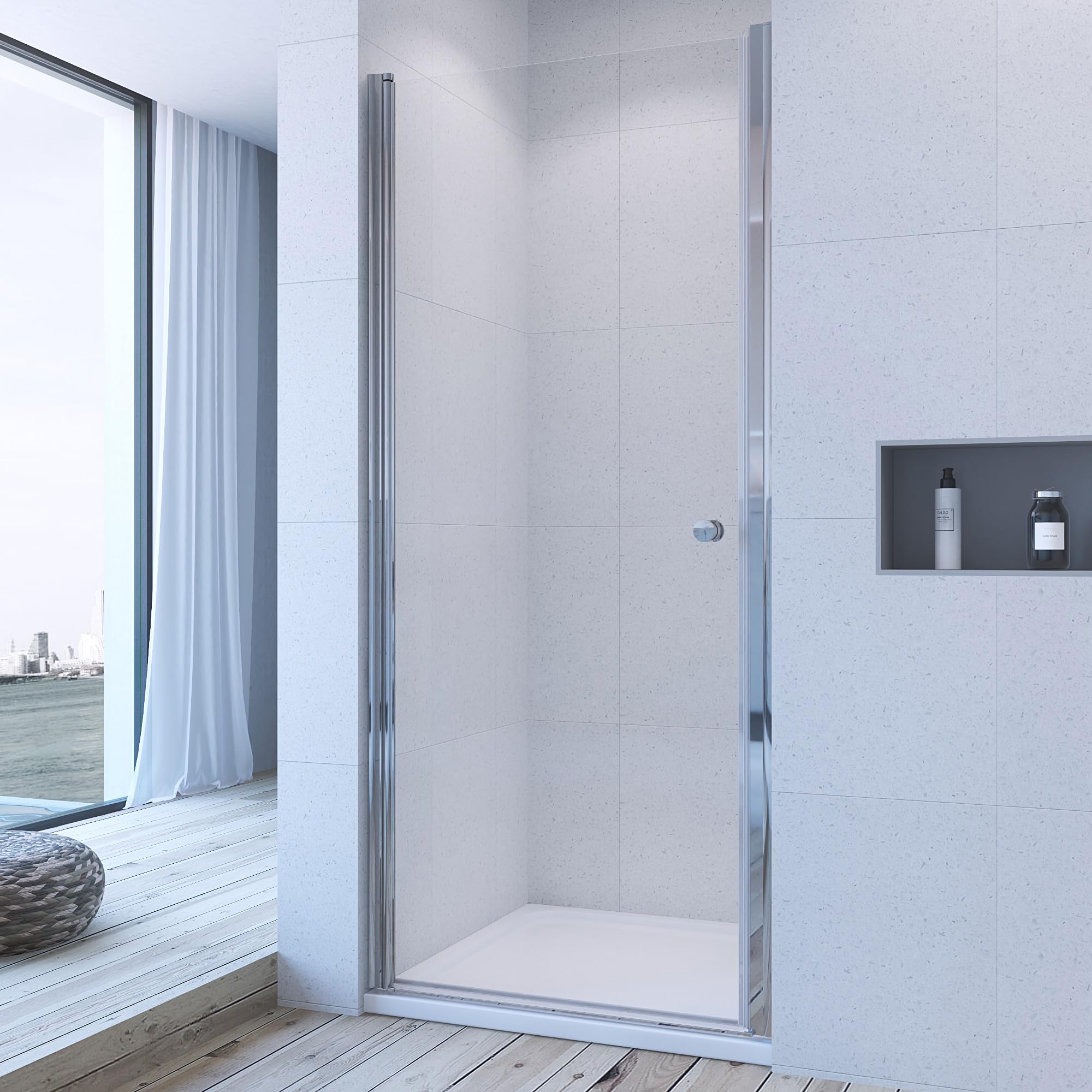 Aquabatos® Duschabtrennung Für Nische, Drehtür 85x197 Cm, 6 Mm Esg-sicherheitsglas， Nano-beschichtung Für Leichte Reinigung