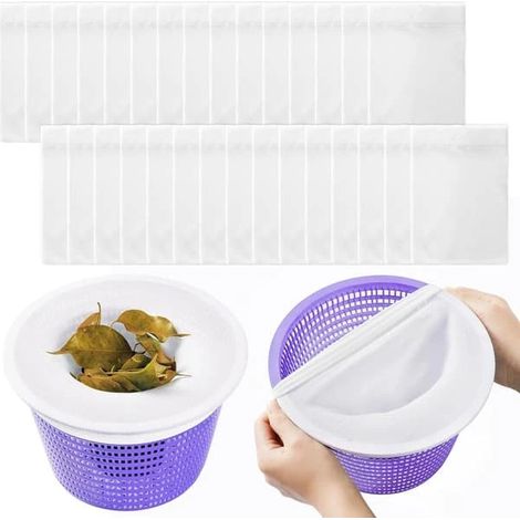 Lot De 30 Chaussettes D'Écumoire (blanches) Pour Panier D'Écumoire, Chaussettes D'Écumoire De Piscine Réutilisables Pour Piscines Hors Sol Et Enterrées-fx-[tt]