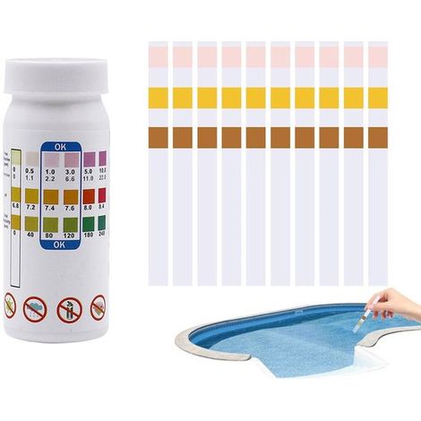 Bandelettes De Test Pour Piscine - 100 Unités - Testeur De Ph, Chlore Et Alcalinité - Testeur D'Eau - Entretien De Piscine - Bandelettes De Test 3 En 1 - Contrôle De La Qualité De L'Eau - Spa - Jacuzz