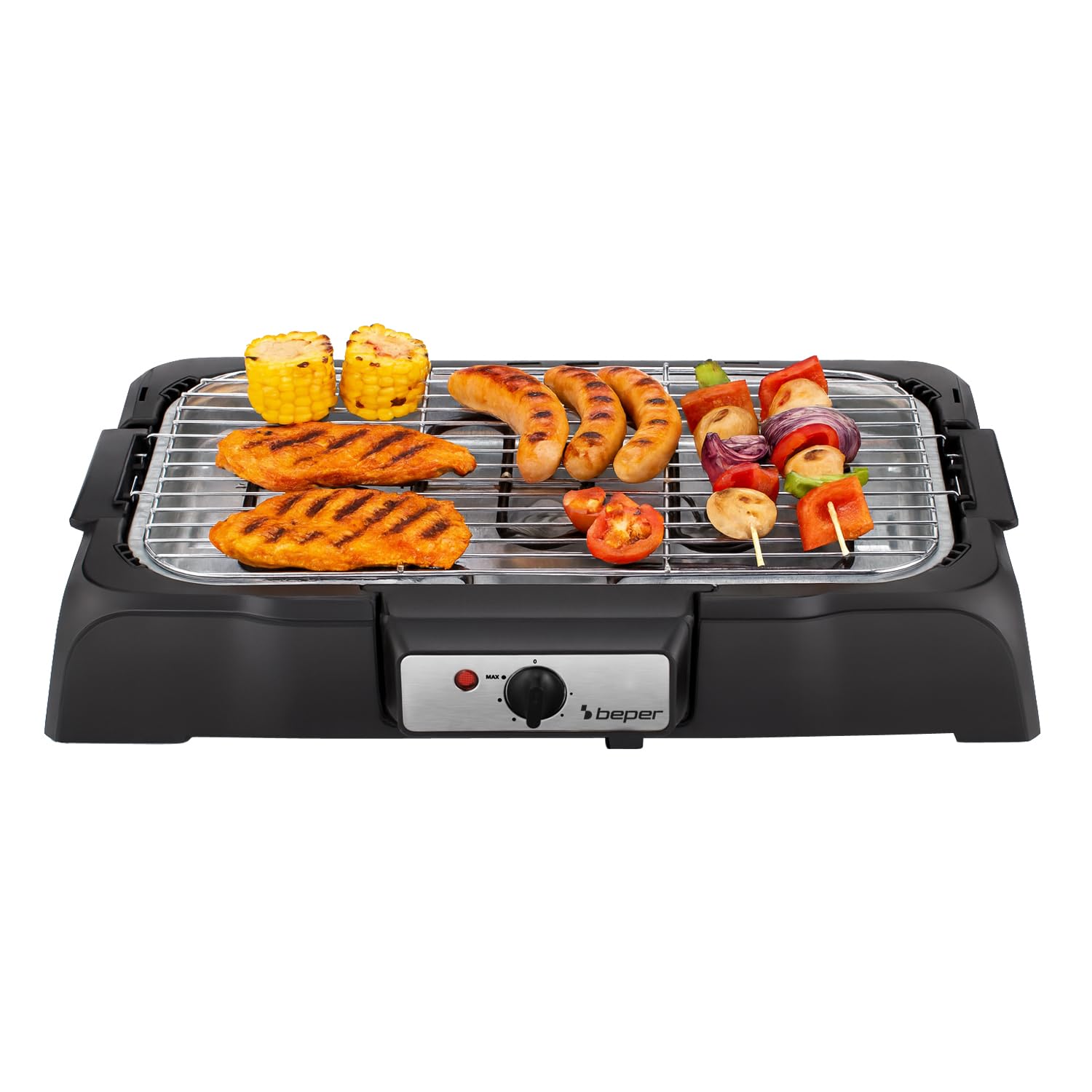 Beper P101bbq001 2000w Elektrogrill, Xxl 41,5x24cm Grillrost, Rauchfreies Grillen, Zwei Grillpositionen, Abnehmbare Teile, Einstellbares Thermostat