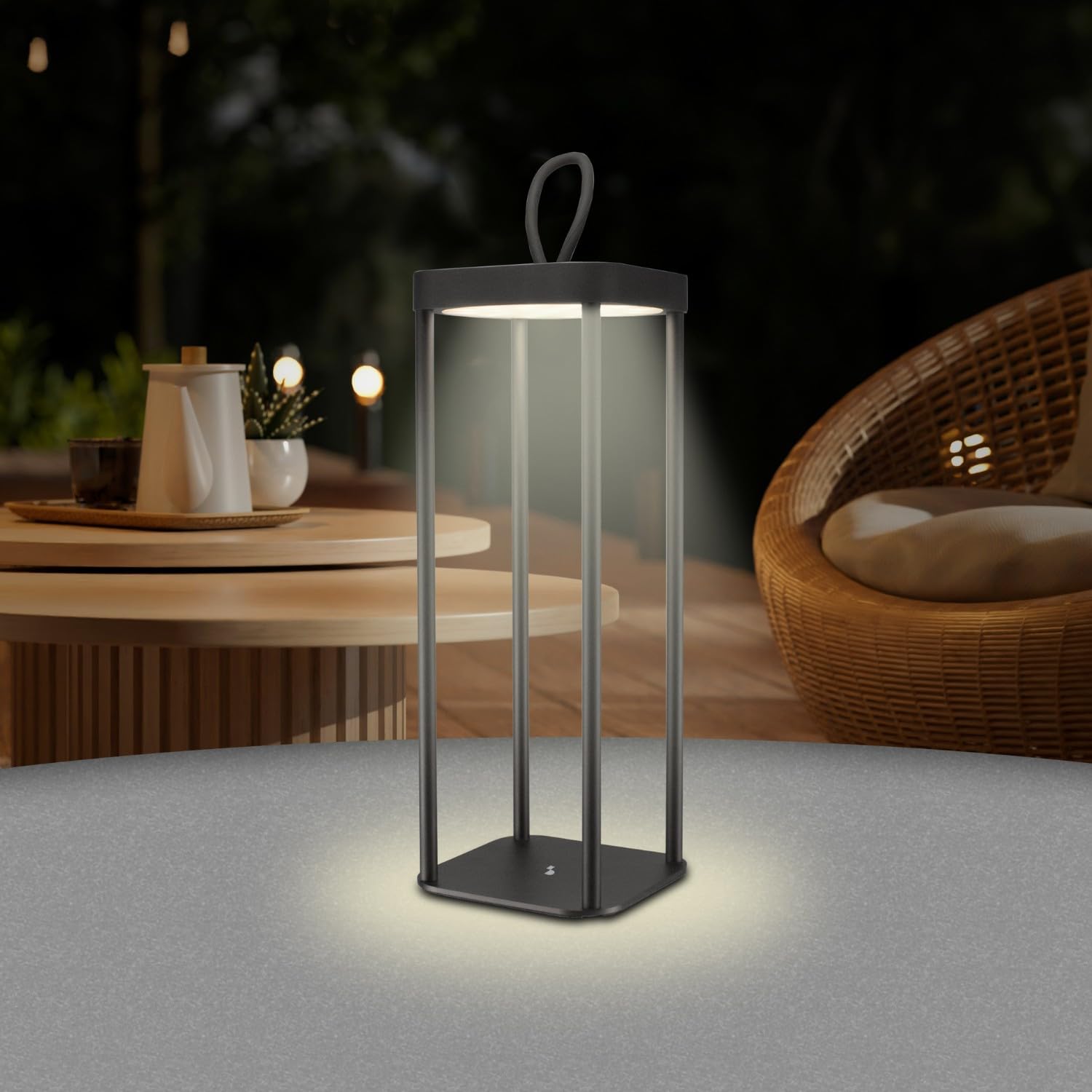 Beper P207ili100 Kabellose Led-tischleuchte, Warmweißes Led-licht, Einstellbare Helligkeit, Wiederaufladbare Lampe Für Den Innen- Und Außenbereich, Schutzart Ip44, Usb-c-anschluss, 12 Stunden Akkulauf
