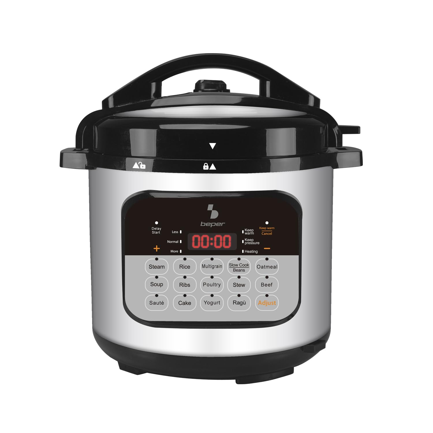 Beper P101cos002 6-liter-dampfgarer, 15 Kochprogramme, Schongarfunktion, 24-stunden-timer, 3 Druckstufen, Warmhaltefunktion, 10 Sicherheitssysteme, 1000 W