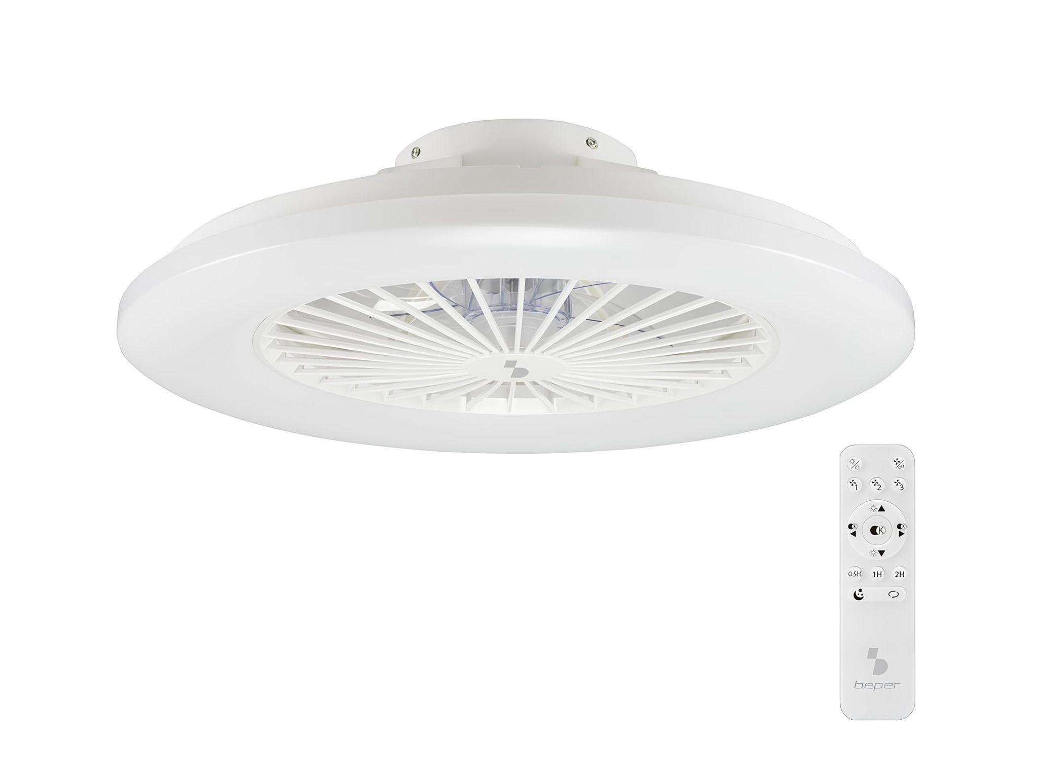 Beper P206ven640 Deckenventilator Mit Led-beleuchtung, 40 W, 3 Geschwindigkeitsstufen, Programmierbarem Timer, Inklusive Fernbedienung, Weiß