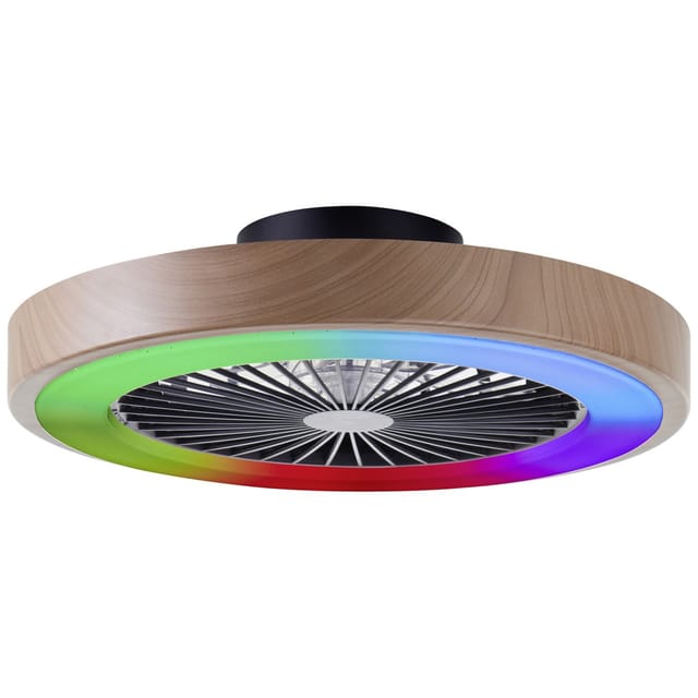Led Deckenleuchte Mit Ventilator Slimline Ø 49 Cm 40 W Holzoptik/schwarz Deckenlampen & Kronleuchter - Brilliant
