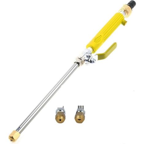 Pistolet De Lavage Haute Pression 2 En 1 Hydro Jet Long Pole Pistolet À Eau Haute Pression Pistolet D'Arrosage De Voiture Pistolet De Lavage De Voiture En Acier Inoxydable Long Poteau (jaune)