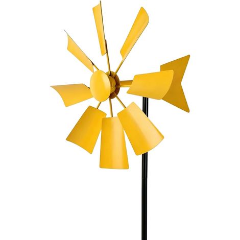 Moulin À Vent En Métal Pour Jardin, Pelouse, Terrasse, Jaune