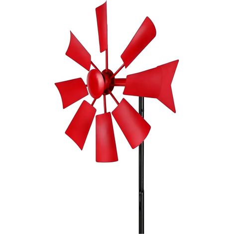 Moulin À Vent En Métal Pour Jardin, Pelouse, Terrasse, Rouge Vin
