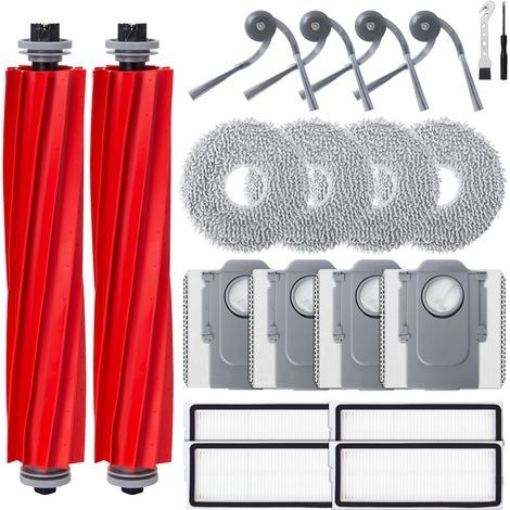 Kit D'Accessoires Pour Aspirateur Roborock Qv 35a/qv 35s/qr 798/qr 598 – 2 Brosses En Caoutchouc Anti-enroulement – 4 Filtres Hepa Lavables – 4 Chiffons Microfibre Super Absorbants
