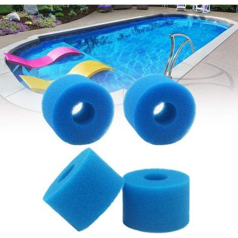4 Pièces Cartouche De Filtre Éponge, Éponge Filtrante Réutilisables Filtres De Piscine Lavables Pour Piscine Spa Bain À Remous Piscine Outil De Nettoyage En Mousse De Cartouche(bleu)