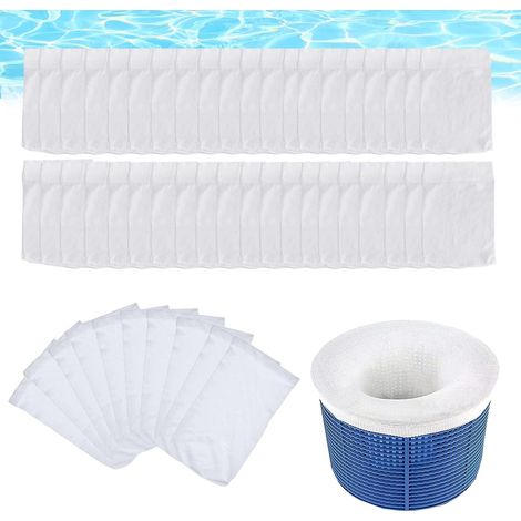 Lot De 50 Chaussettes Pour Skimmer De Piscine Maille Ultra-fine Lavables Et Réutilisables En Nylon Élastique.