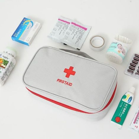 Leerer Erste-hilfe-kasten, Tragbare Notfalltasche, Wasserdichter Leerer Erste-hilfe-kasten Für Camping, Reisen, Zuhause (grau)