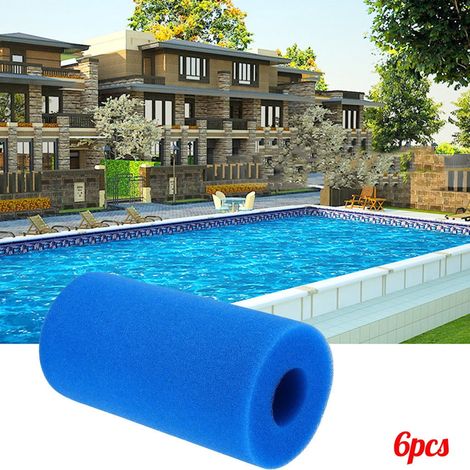 Cartouche Filtre Mousse Lavable - Pour Piscine Type A - 200 X 100 Mm - Bleu - Lot De 6