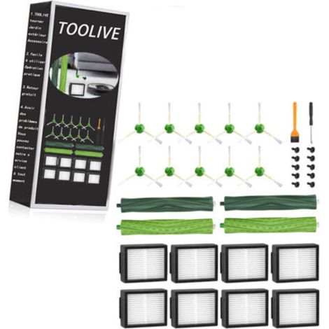 Kit Pièces De Rechange Pour Aspirateur Robot - 4 Brosses En Caoutchouc - 8 Filtres Hepa - 10 Brosses Latérales - Compatible Séries E I J - 0,45 Kg