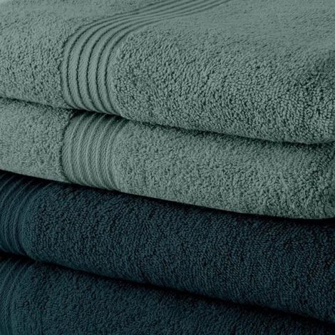 Set Mit 10 Badetüchern – 50 X 90 Cm – 100 % Baumwolle – 5 Stück In Pfauenblau, 5 Stück In Celadon