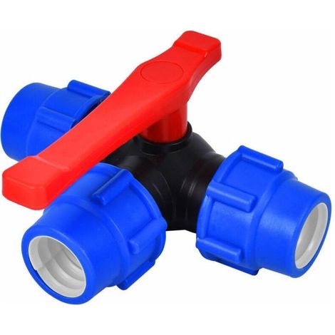 Kugelhahn, Dreiwege-kugelhahn Mit 25-mm-schnellkupplung, Pvc-pe-rohr, Schnellschalter, T-stück (größe: 25 Mm)