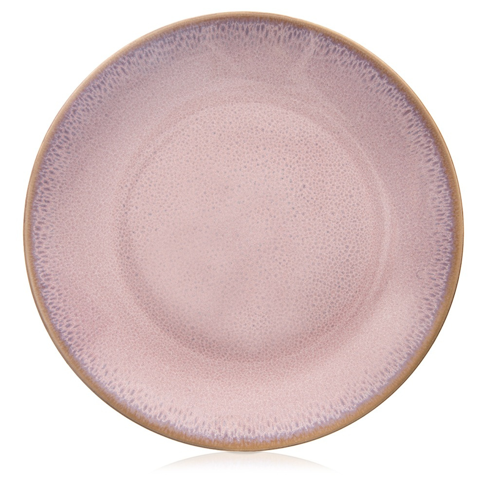 Dessertteller Aus Rosa Glasierter Keramik, 20,5 Cm