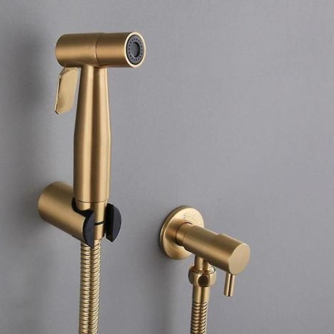 Badezimmer-bidet-armaturenset, Bidet-handbrause In Gebürstetem Gold Mit Absperrventil