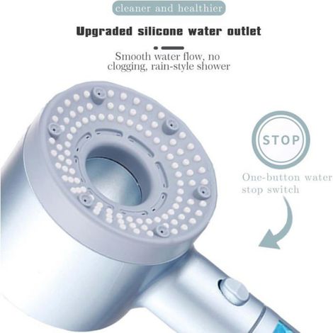 Wassersparender Duschkopf Mit 5 Strahlarten, Sternenhimmel-design, Silberne Oberfläche, Wiederaufladbar, Langlebiger Anti-kalk-pp-baumwollfilter