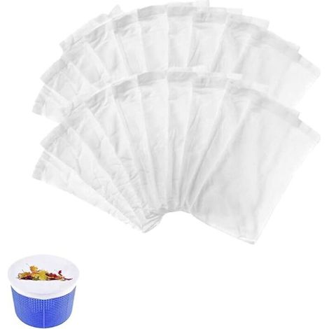 Chaussette Skimmer Piscine - Nylon Ultrafin Élastique - Pour Panier Skimmer Standard - 13 X 22 Cm - Blanc - Lot De 10