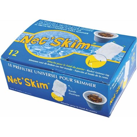 Préfiltre Jetable - 12 Unités - Finesse 250-300 Microns - Pour Panier Skimmer Piscine Et Spa - Jusqu'à 24 Cm De Diamètre