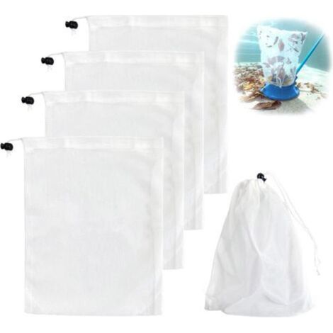 Lot De 5 Sacs Filtrants Pour Aspirateurs De Piscine, 32x 23cm, En Maille Fine Avec Cordon De Verrouillage, Réutilisables, Universels, Pour Aspirateurs De Piscine