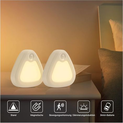Batteriebetriebenes Led-nachtlicht [2er-pack], Automatisches Nachtlicht Mit Bewegungsmelder, Warmweißes Nachtlicht Mit Bewegungsmelder Für Den Innenbereich, Kindernachtlicht Für Flur, Küche, Treppe, K
