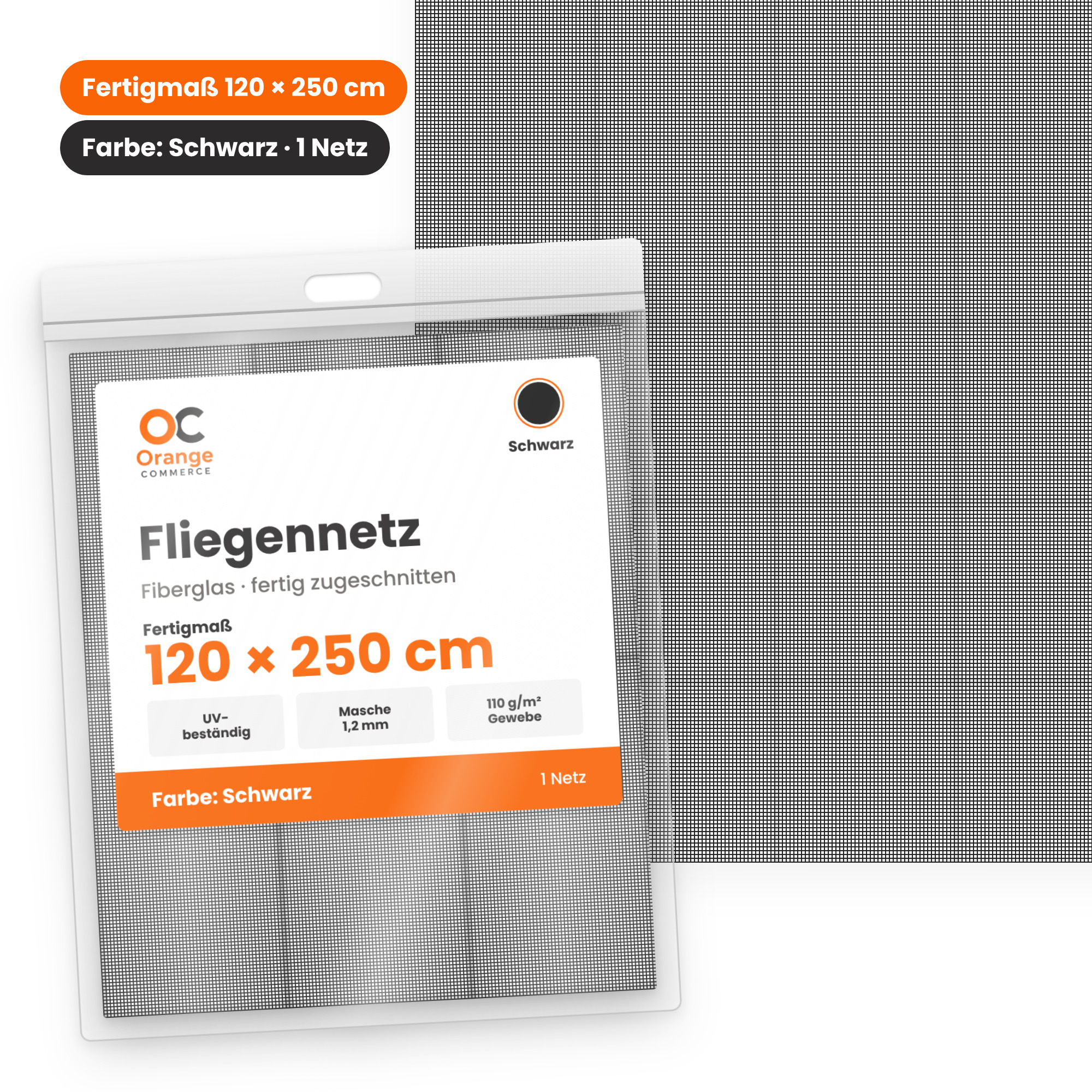 Fliegengitter Moskitonetz Mückenschutz Fiberglas 120 X 250 Cm Schwarz