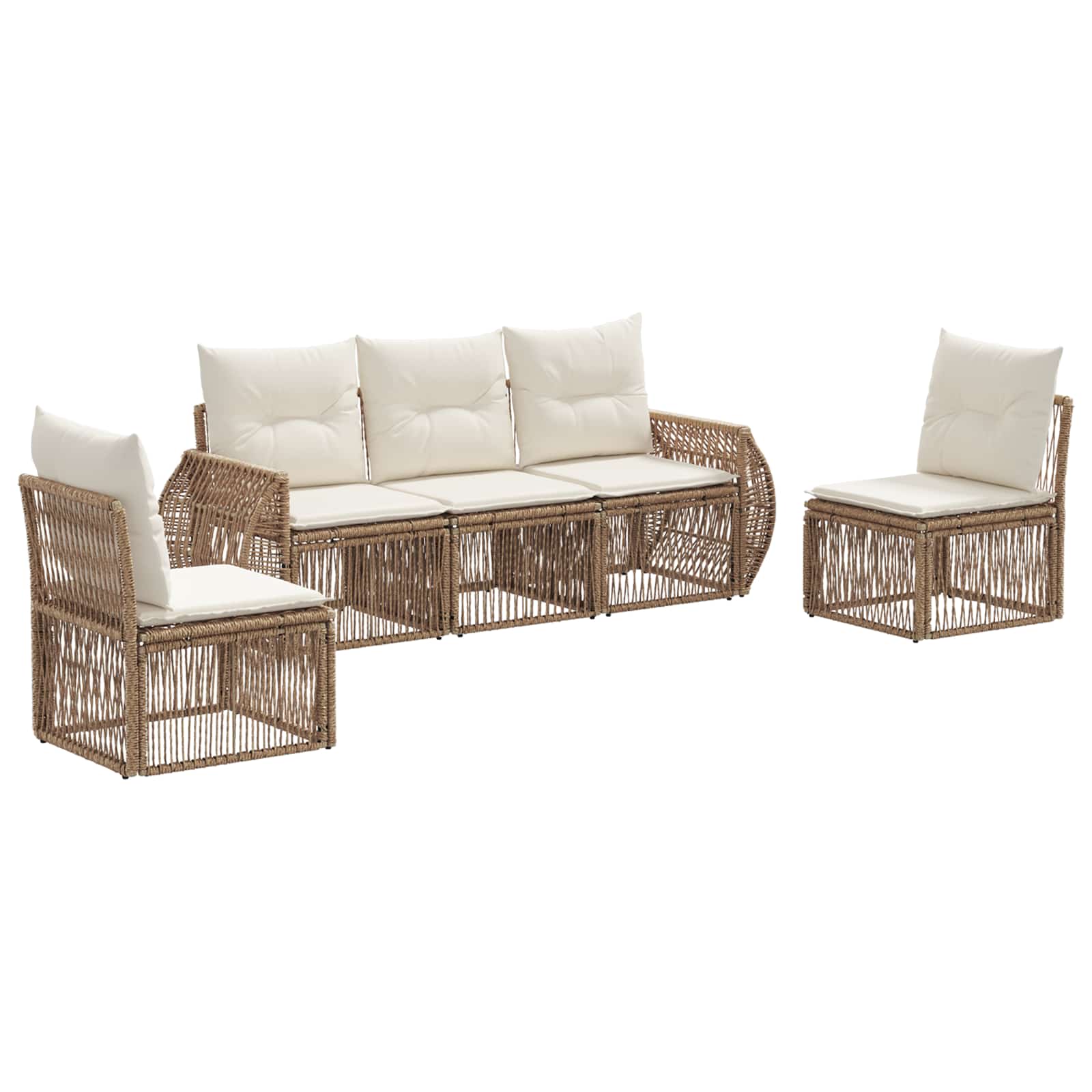 Maison Exclusive - Gartensofa-set 5 Stk. 5-sitzer Beige Und Creme