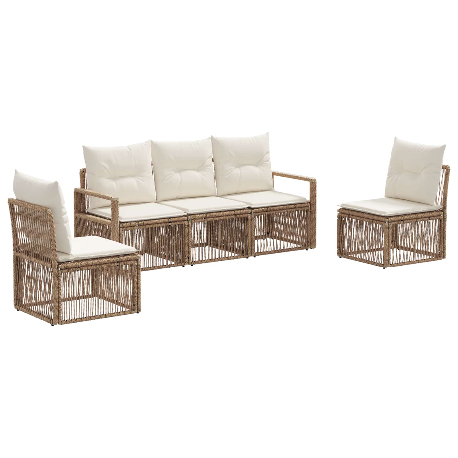 Maison Exclusive - Gartensofa-set 5 Stk. 5-sitzer Beige Poly-ratt