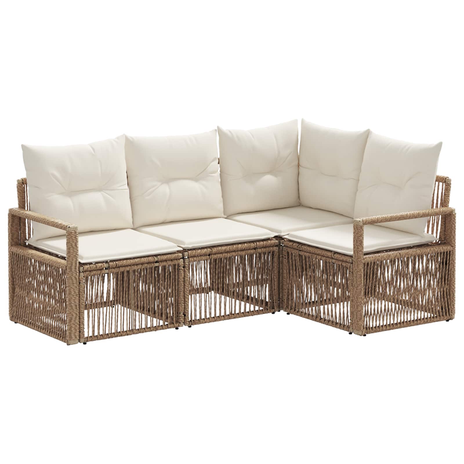 Maison Exclusive - Gartensofa-set 4 Stk. 4-sitzer Beige Poly-ratt