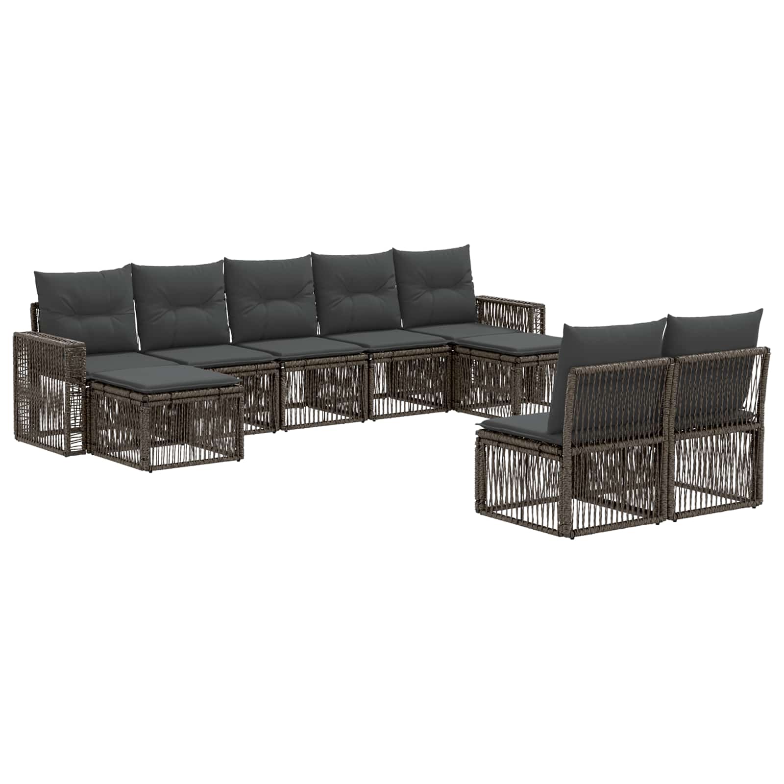 Maison Exclusive - Gartensofa-set 9 Stk. 9-sitzer Grau Und Dunkel