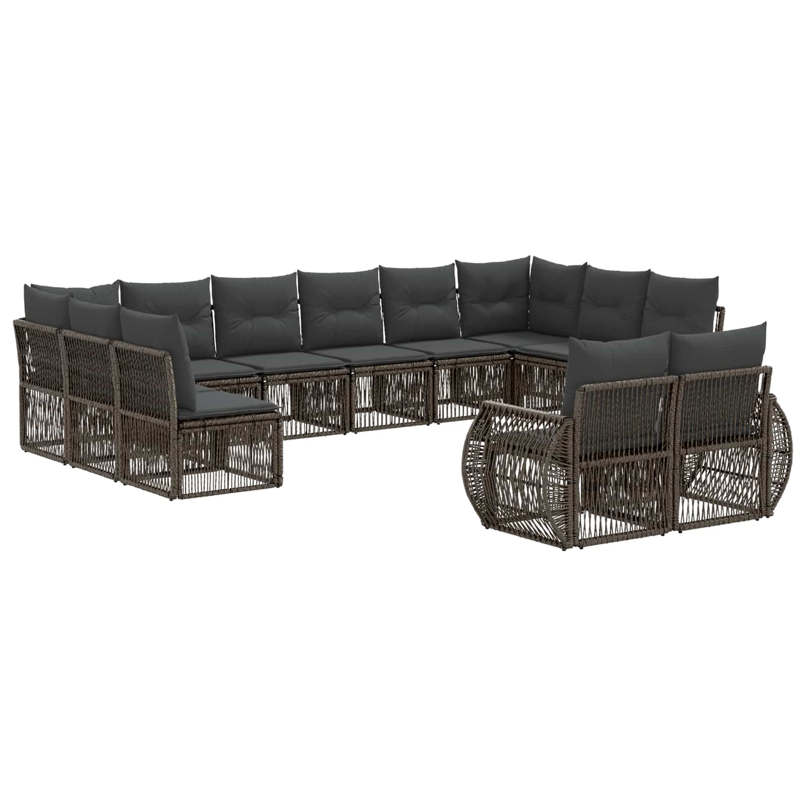 Maison Exclusive - Gartensofa-set 12 Stk. 12-sitzer Grau Und Dunk