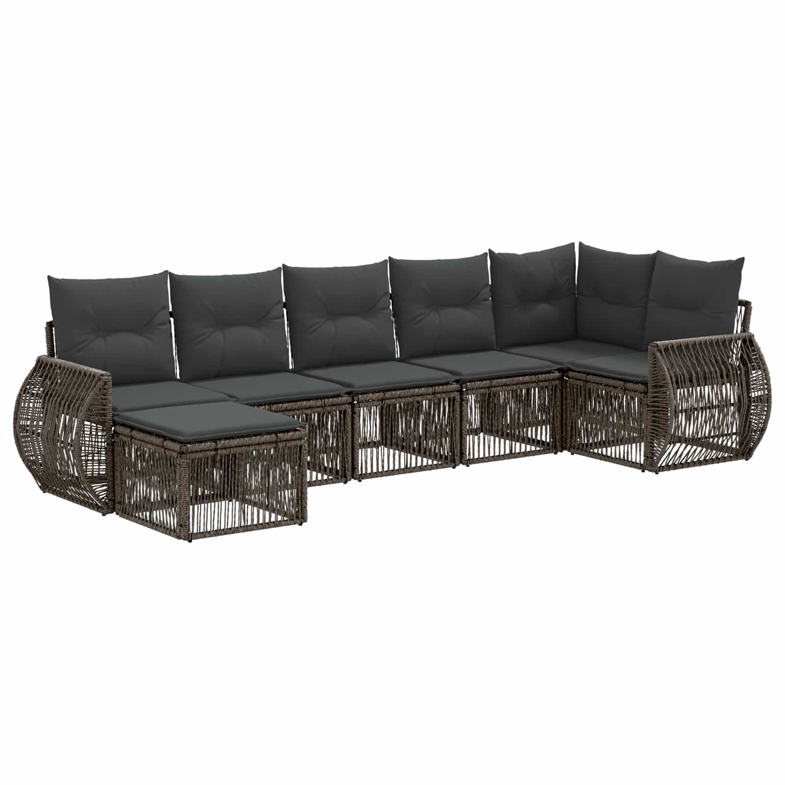 Maison Exclusive - Gartensofa-set 7 Stk. 7-sitzer Grau Und Dunkel