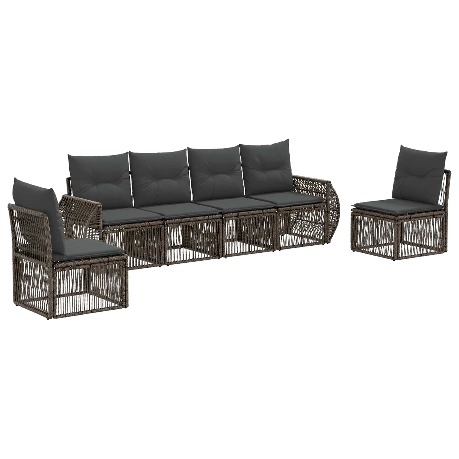 Maison Exclusive - Gartensofa-set 6 Stk. 6-sitzer Grau Und Dunkel