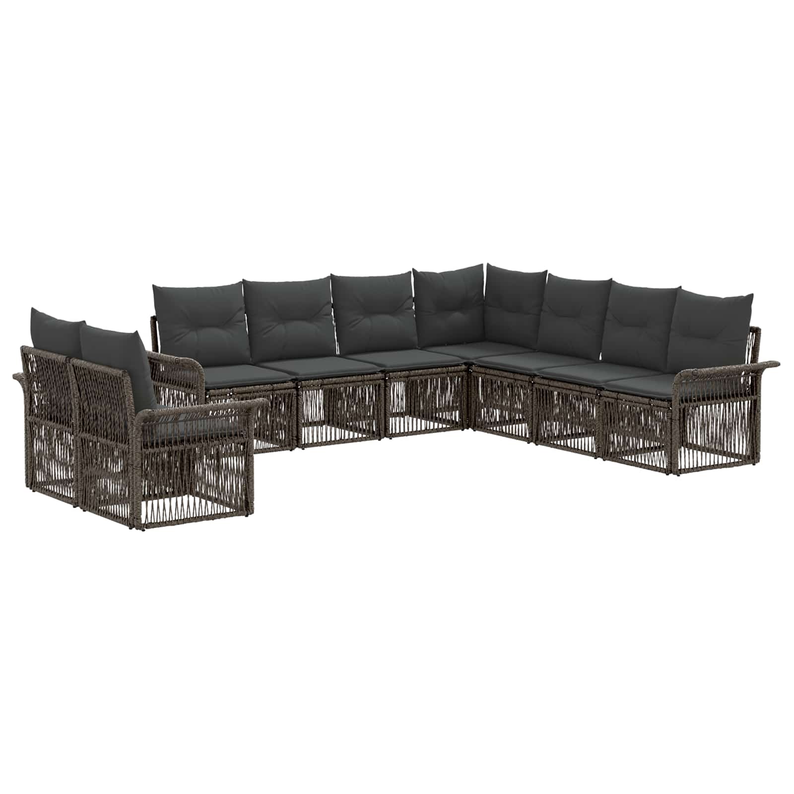 Maison Exclusive - Gartensofa-set 9 Stk. 9-sitzer Grau Poly-ratta