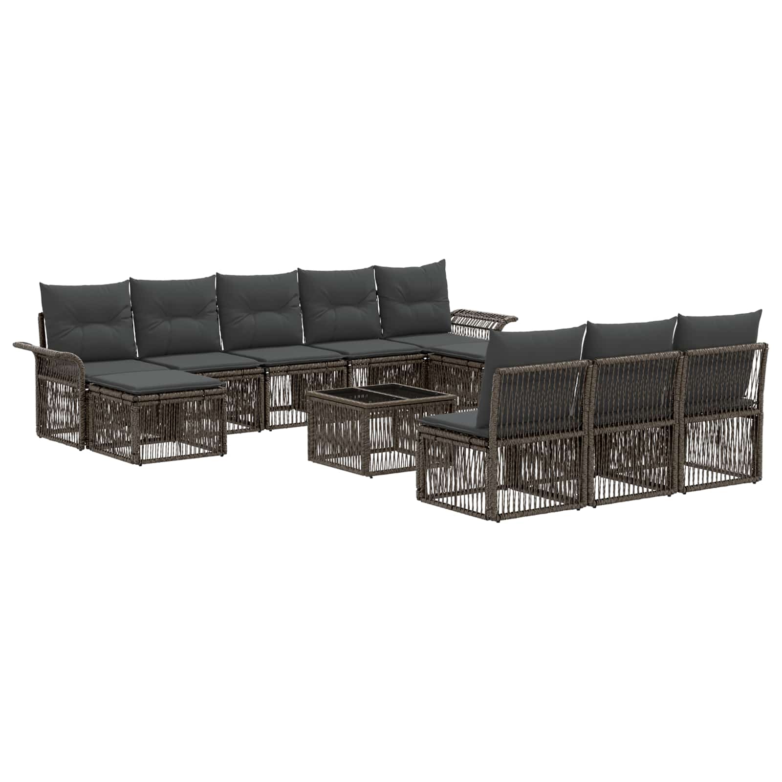 Maison Exclusive - Gartensofa-set 11 Stk. 10-sitzer Grau Poly-rat