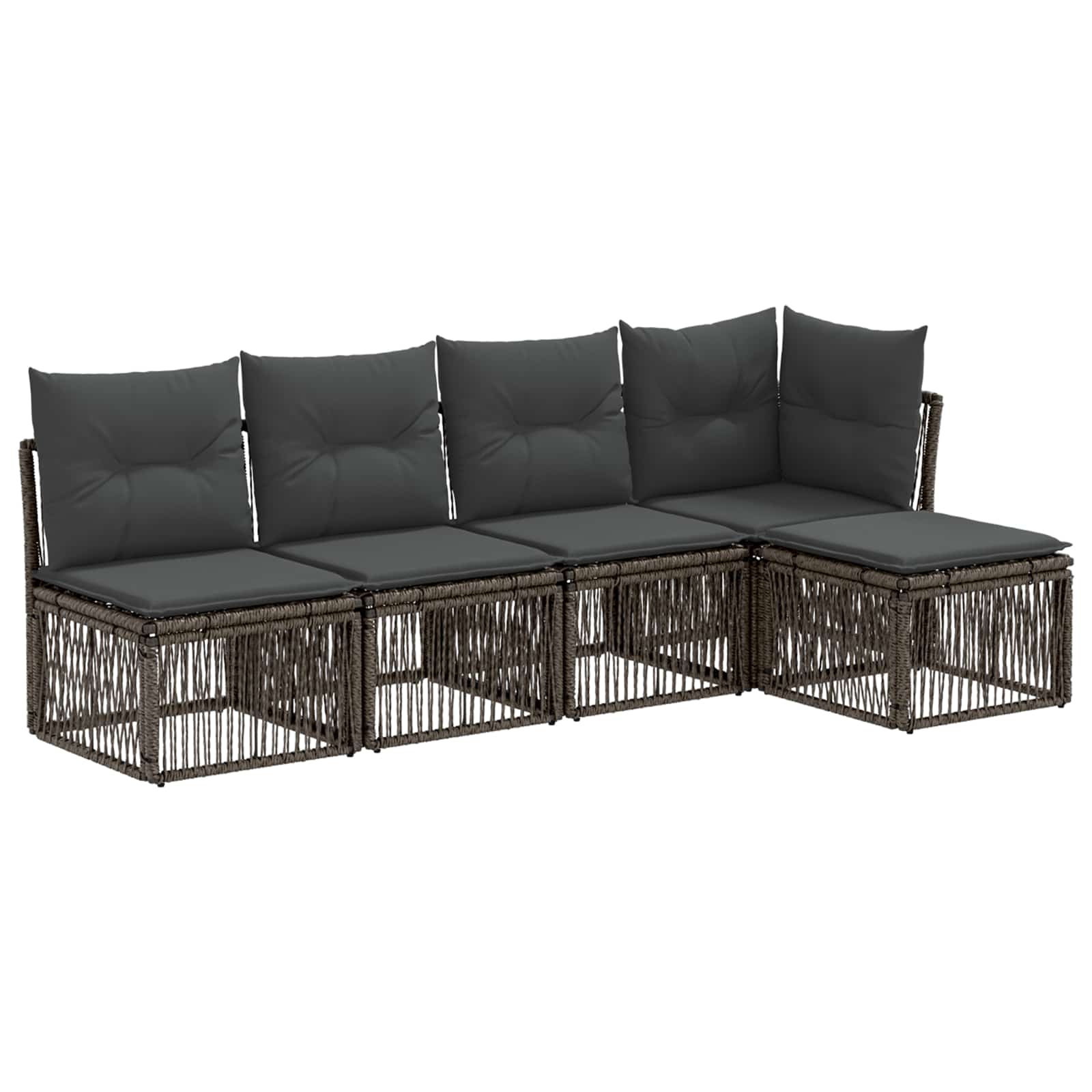 Maison Exclusive - Gartensofa-set 5 Stk. 5-sitzer Grau Poly-ratta
