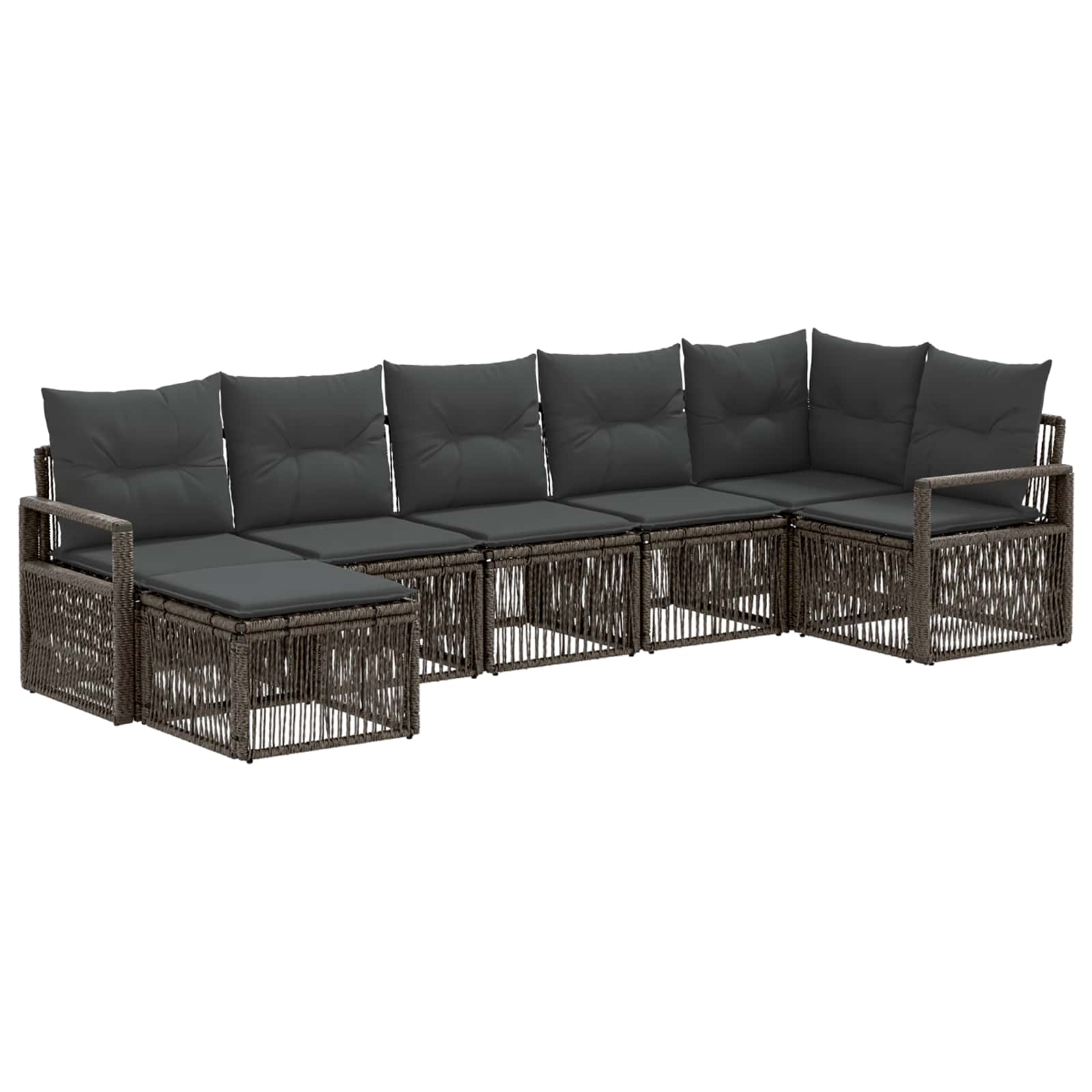Maison Exclusive - Gartensofa-set 7 Stk. 7-sitzer Grau Poly-ratta