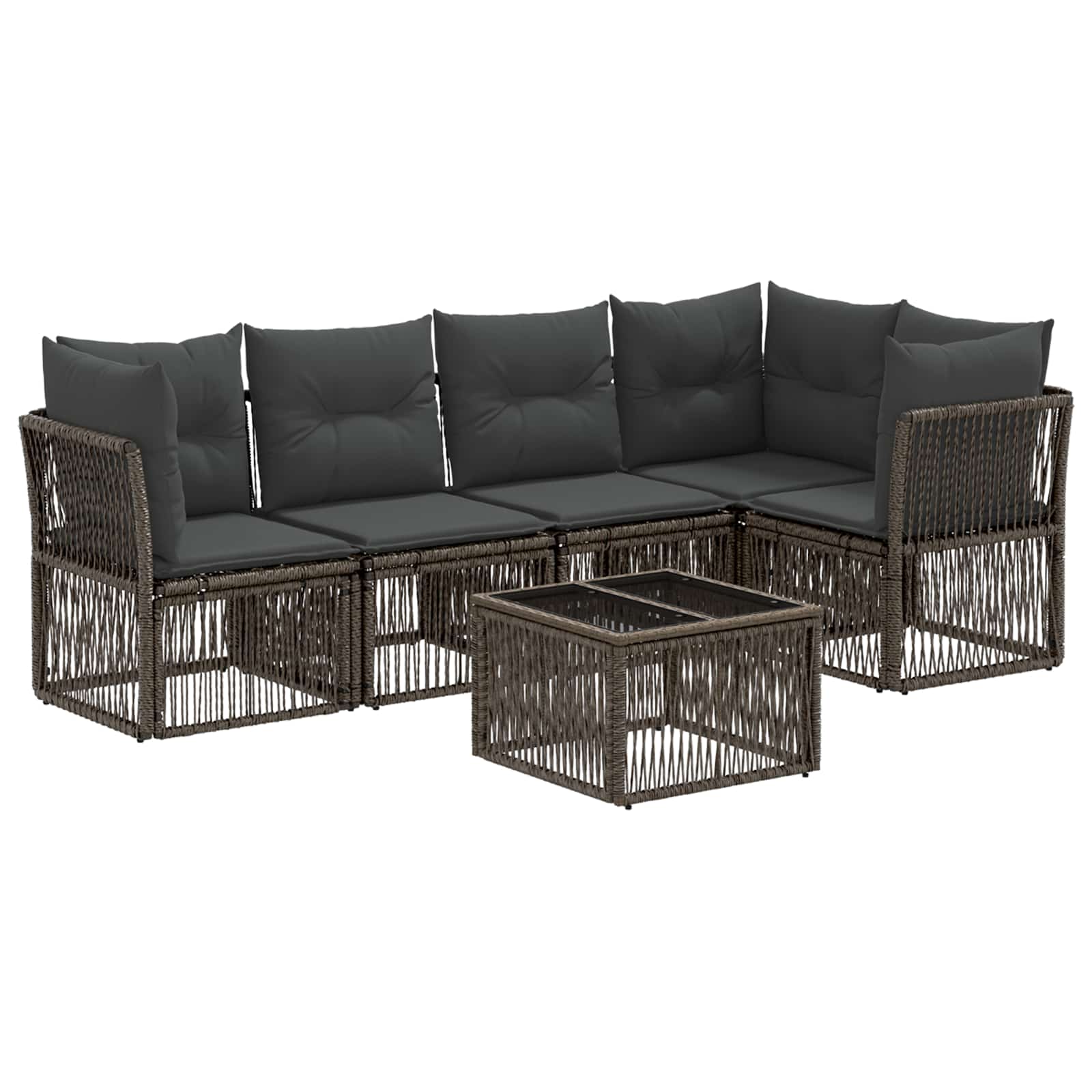 Maison Exclusive - Gartensofa-set 6 Stk. 5-sitzer Grau Poly-ratta