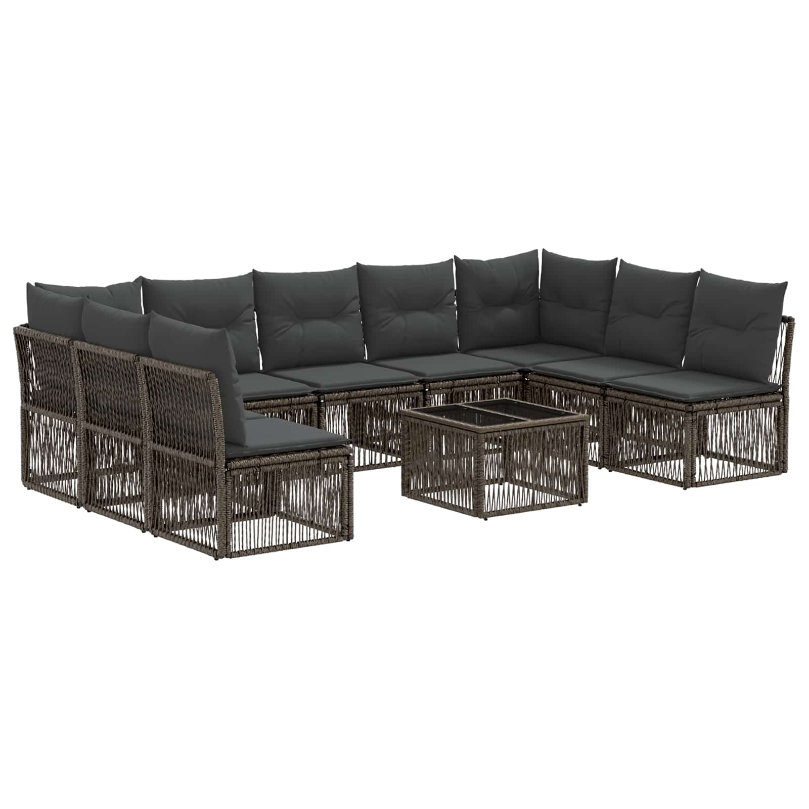 Maison Exclusive - Gartensofa-set 10 Stk. 9-sitzer Grau Poly-ratt