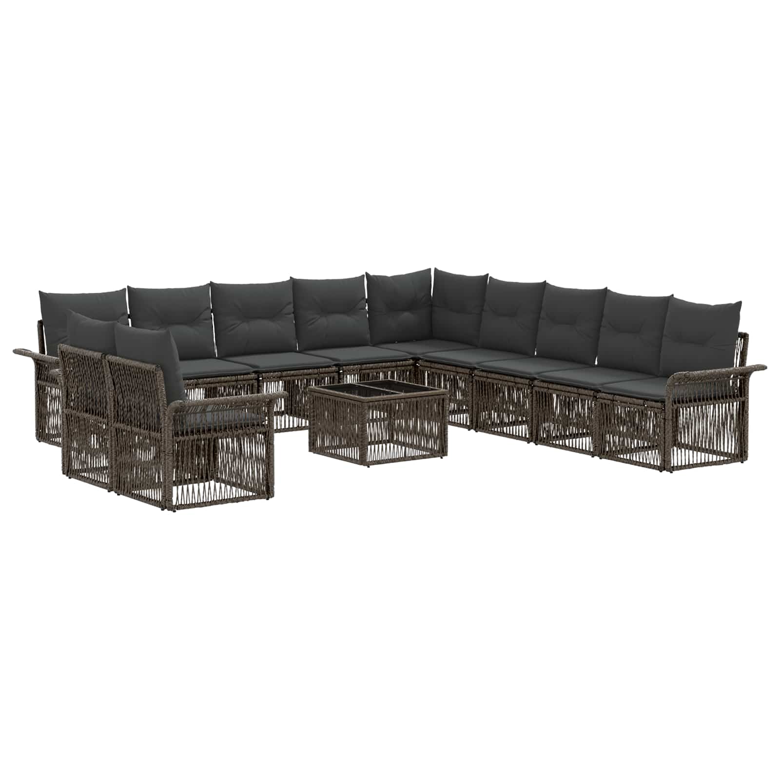 Maison Exclusive - Gartensofa-set 12 Stk. 11-sitzer Grau Poly-rat